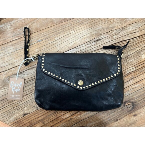 Bolsa Nova Aria Envelope Crossbody in Black Leather Studs Free People Campomaggi - Picture 6 of 10